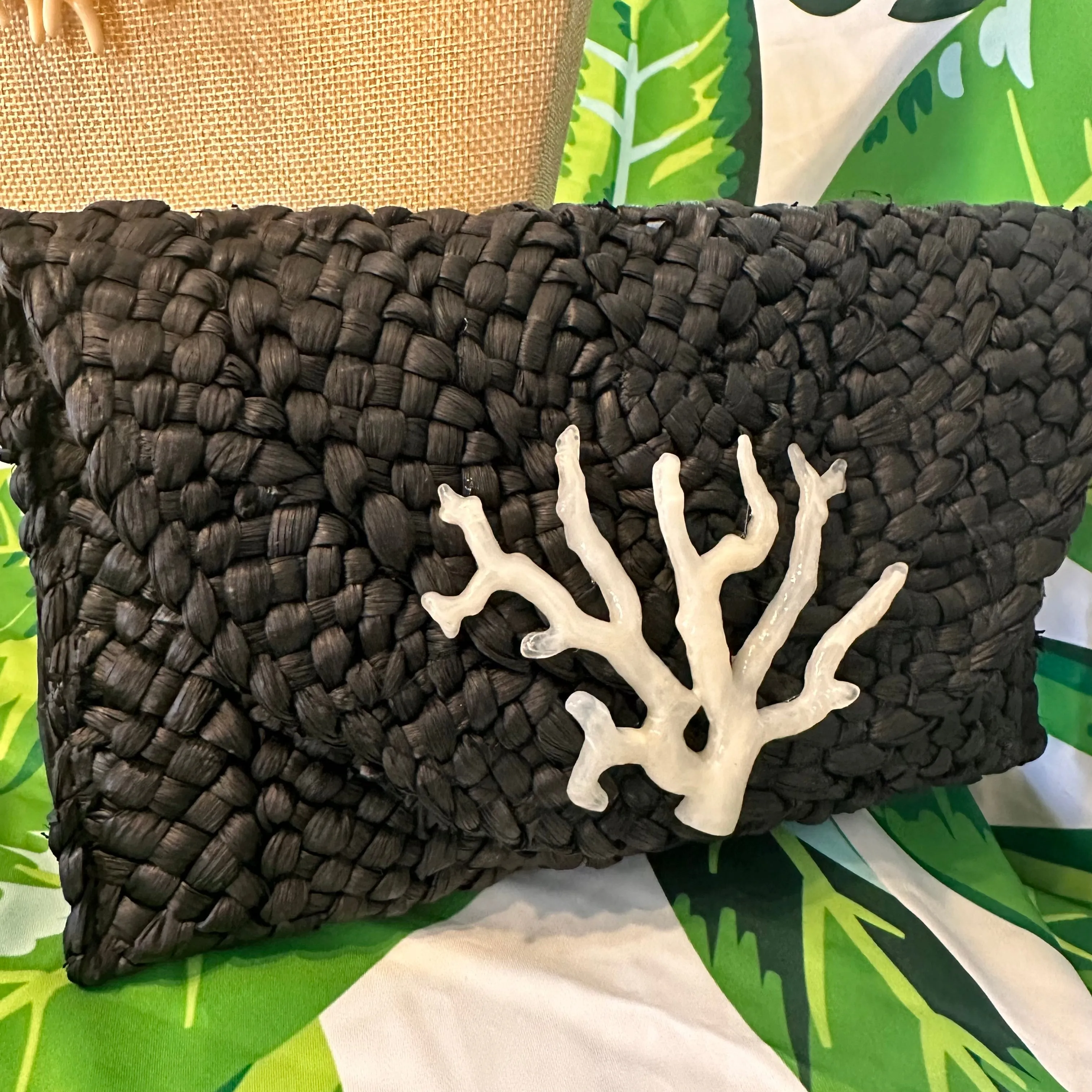 Black Clutch with Acetate Coral | Erika Williner Designs