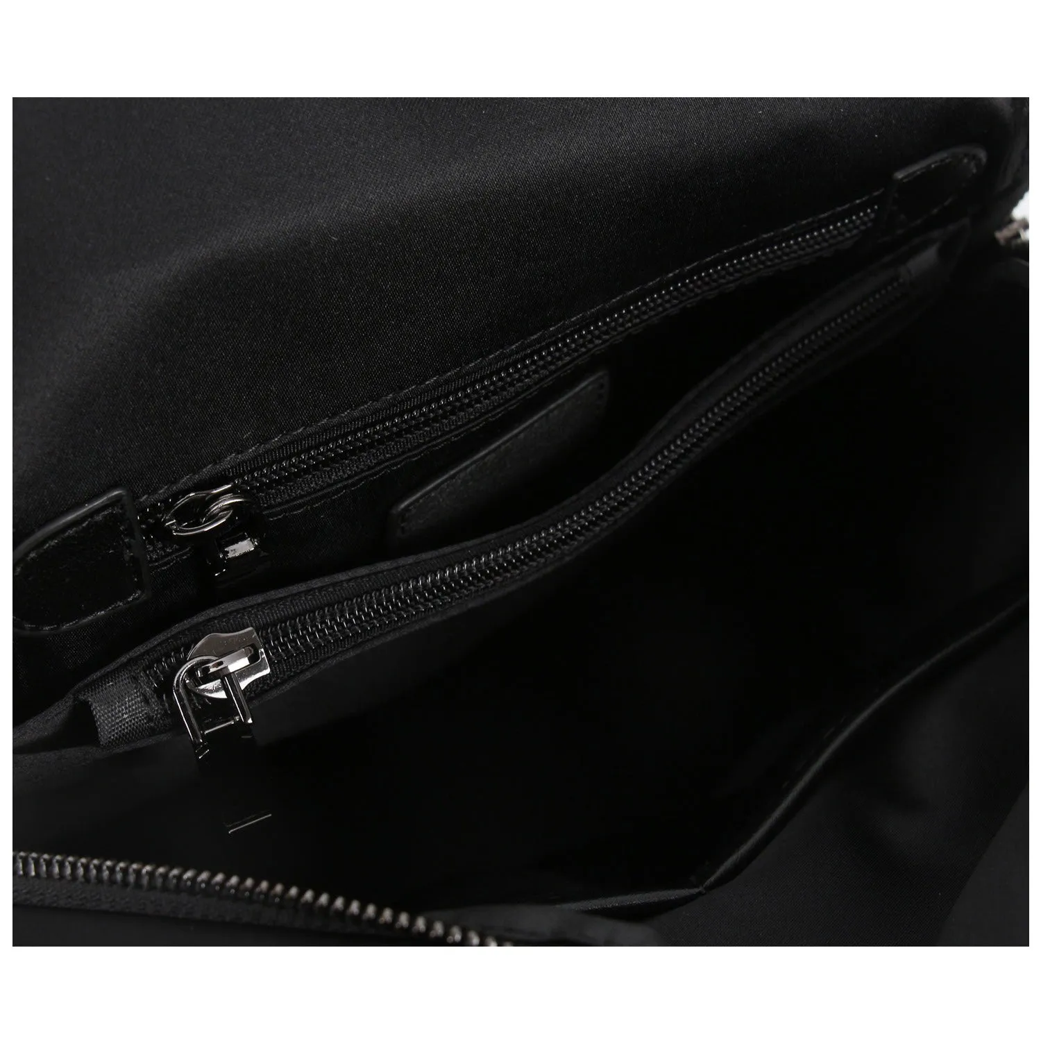 Black Nylon Satchel Backpack Womens Cute School Backpack Bag Black Nylon Leather College Rucksack for Ladies