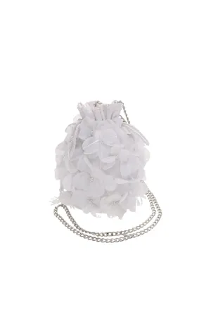 Blossom White Floral Beaded Crossbody Bag