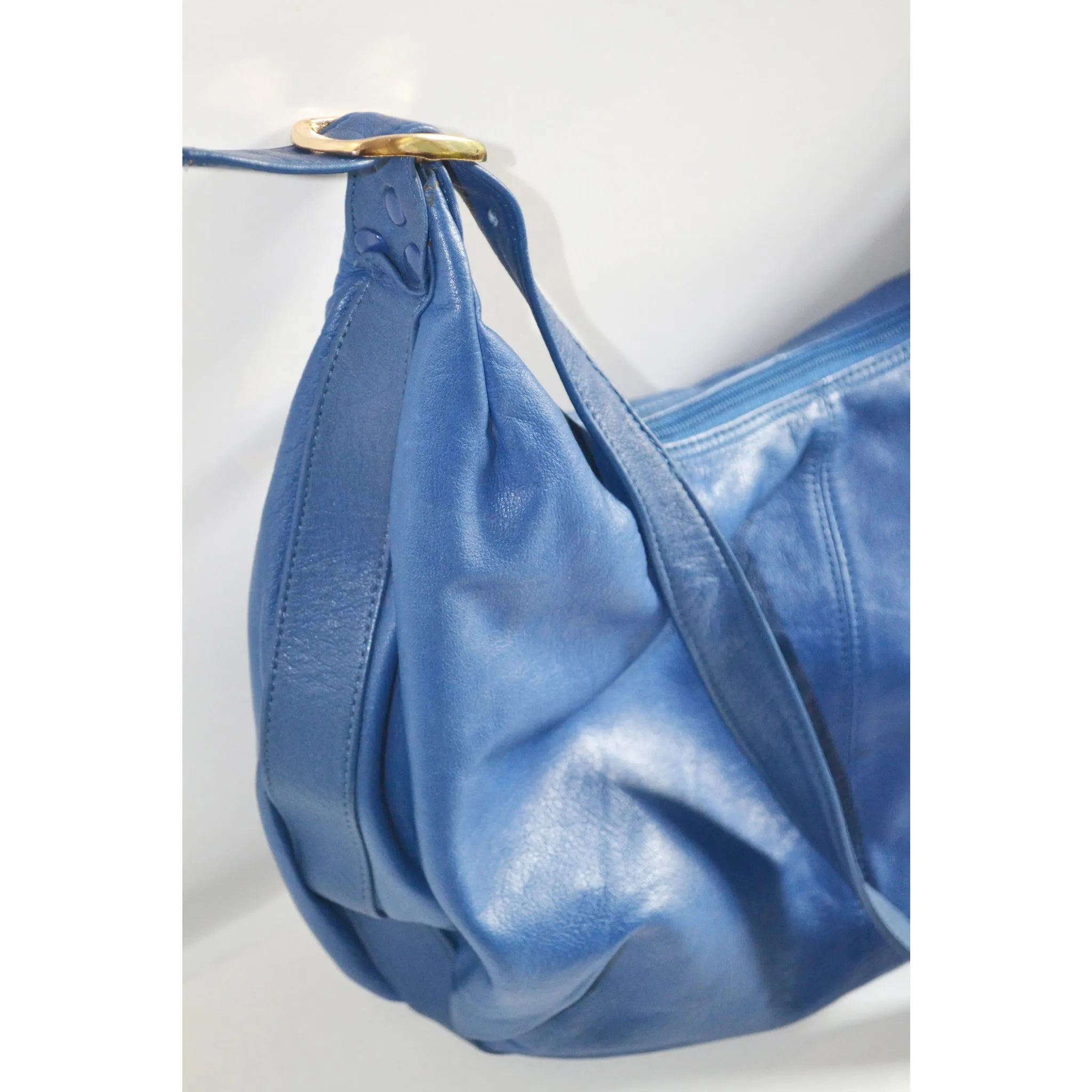 Blue Leather Hobo Purse By Lindsey Blake