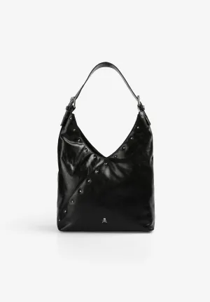 BOLSA HOBO EM PELE COM TACHAS