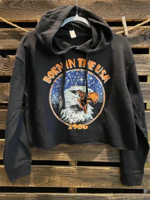 Born In The USA Cropped Hoodie Sweatshirt