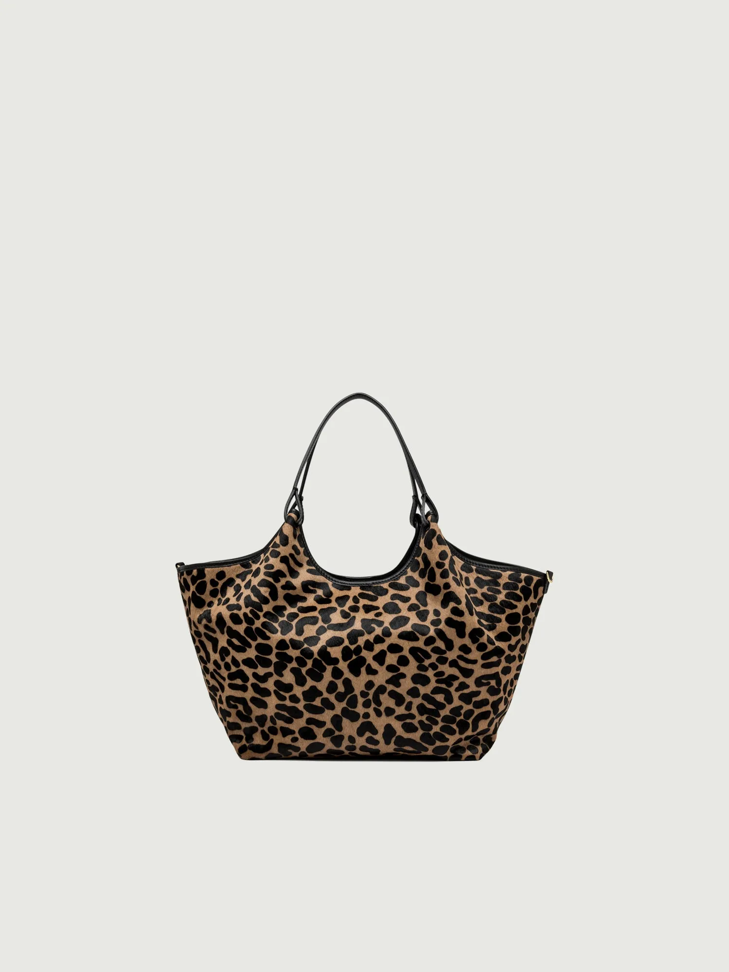 Borsa a spalla Dua in pelle color leo macchia nero-nero