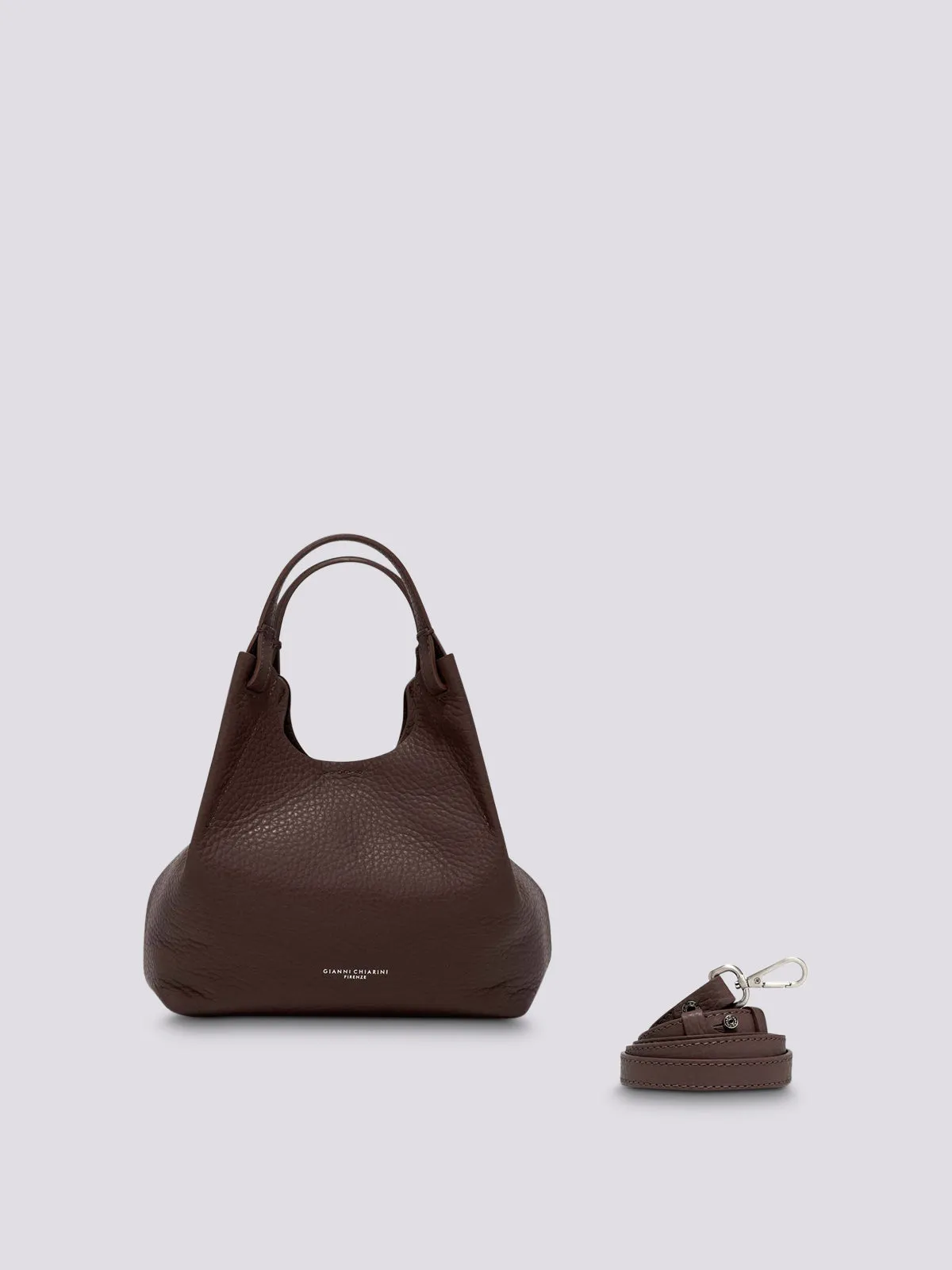 Borsa a spalla Dua in pelle martellata TESTA MORO