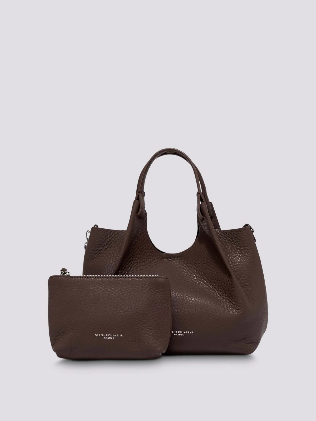 Borsa a spalla Dua in pelle martellata TESTA MORO