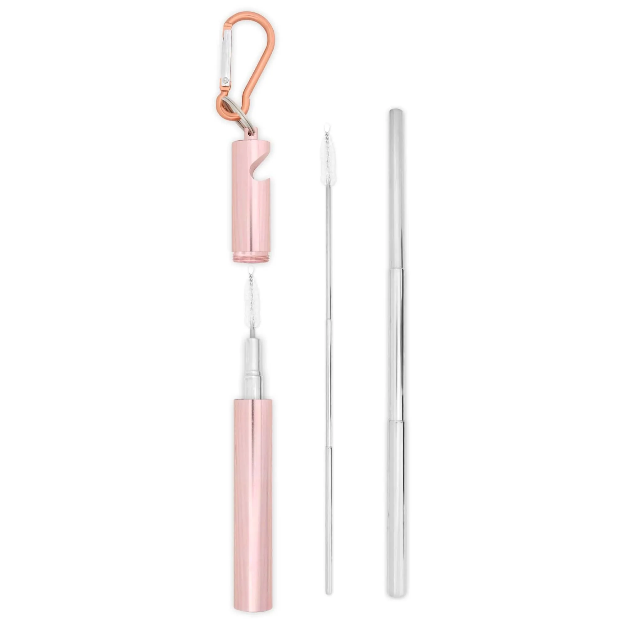 Bottle Opener Telescopic Straw (Rose Gold)