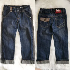 BOY SIZE 4 YEARS - IKKS, Designer Fashion, Rolled Cuff, Straight Fit Jeans EUC B48