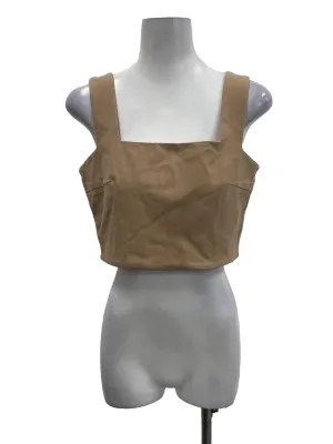 Brown Square Neck Crop Top OSN
