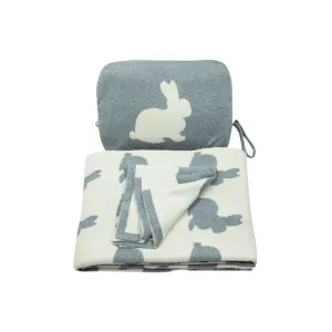 Bunny 3 Piece Knitted Baby Travel Set - Grey / Natural