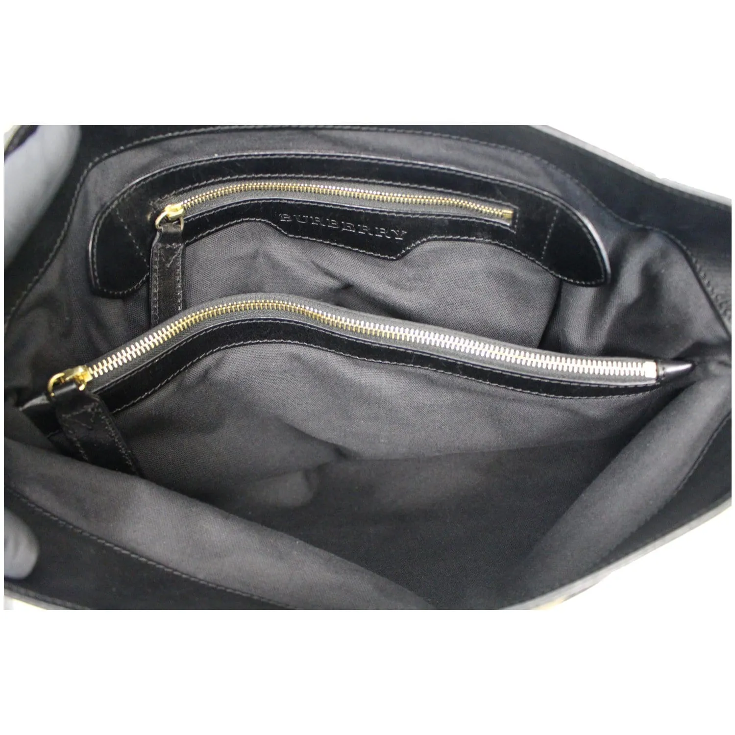 BURBERRY Bridle House Check Canvas Gosford Hobo Bag Black