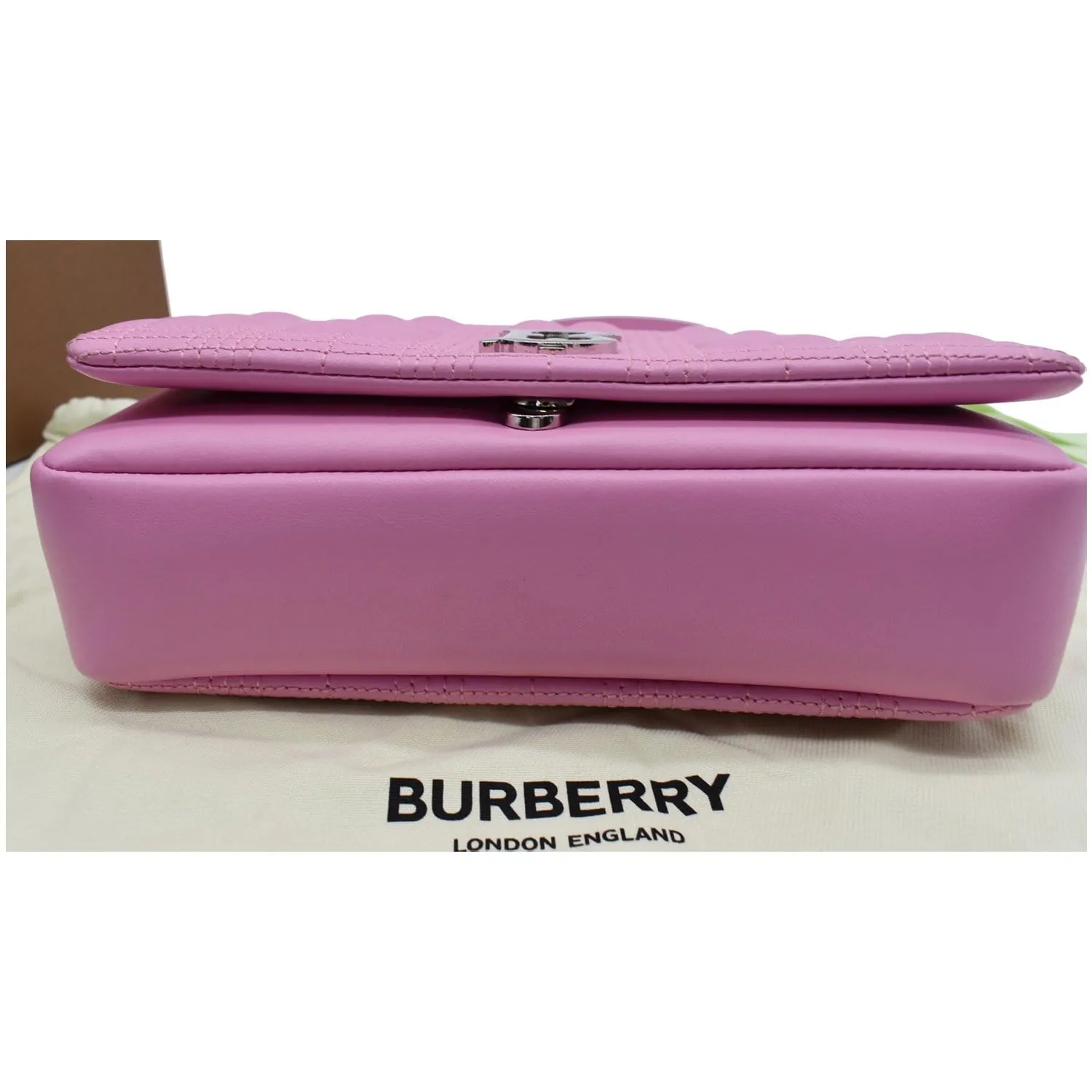 BURBERRY Small Lola Quilted Lambskin Crossbody Bag Primrose Pink
