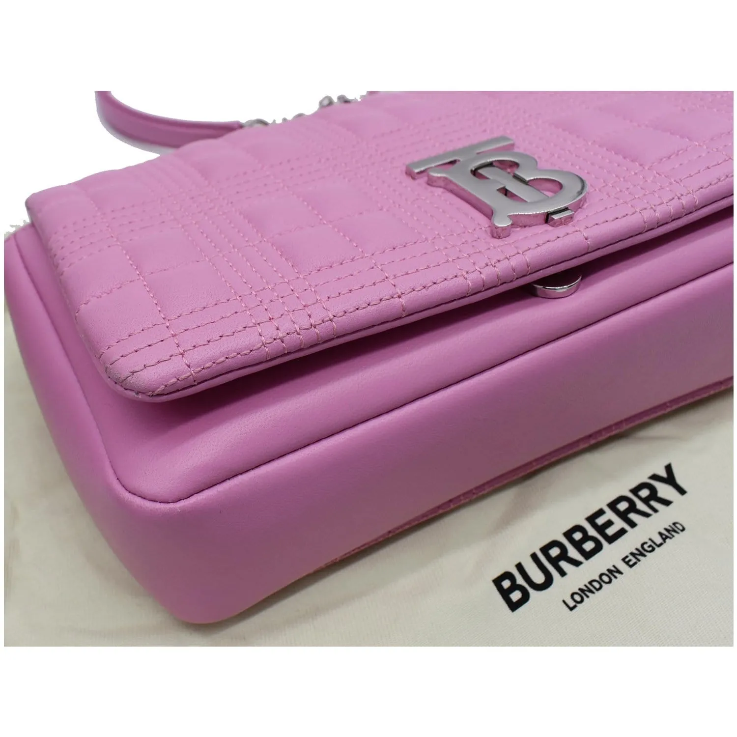 BURBERRY Small Lola Quilted Lambskin Crossbody Bag Primrose Pink
