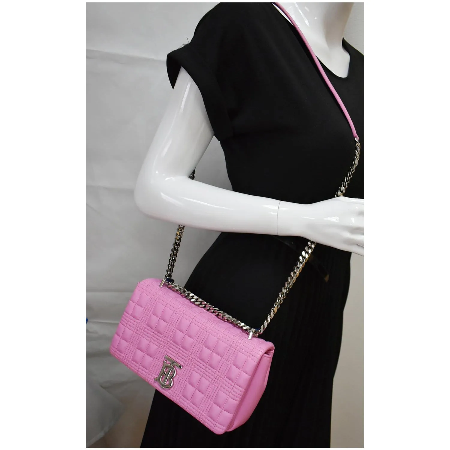 BURBERRY Small Lola Quilted Lambskin Crossbody Bag Primrose Pink