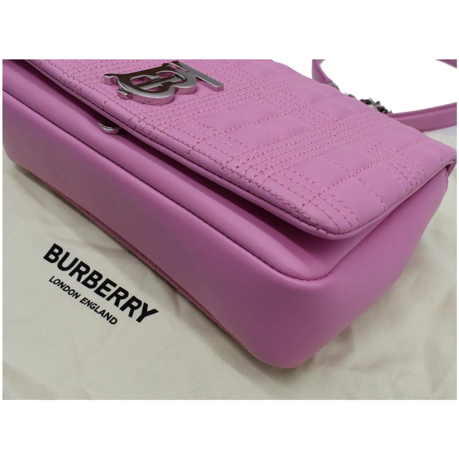 BURBERRY Small Lola Quilted Lambskin Crossbody Bag Primrose Pink
