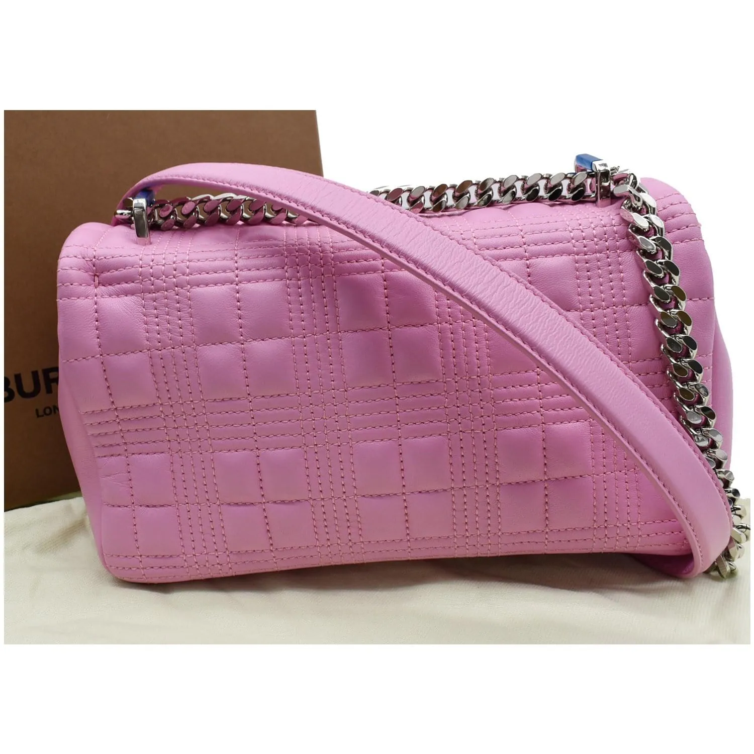 BURBERRY Small Lola Quilted Lambskin Crossbody Bag Primrose Pink