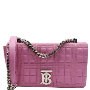 BURBERRY Small Lola Quilted Lambskin Crossbody Bag Primrose Pink