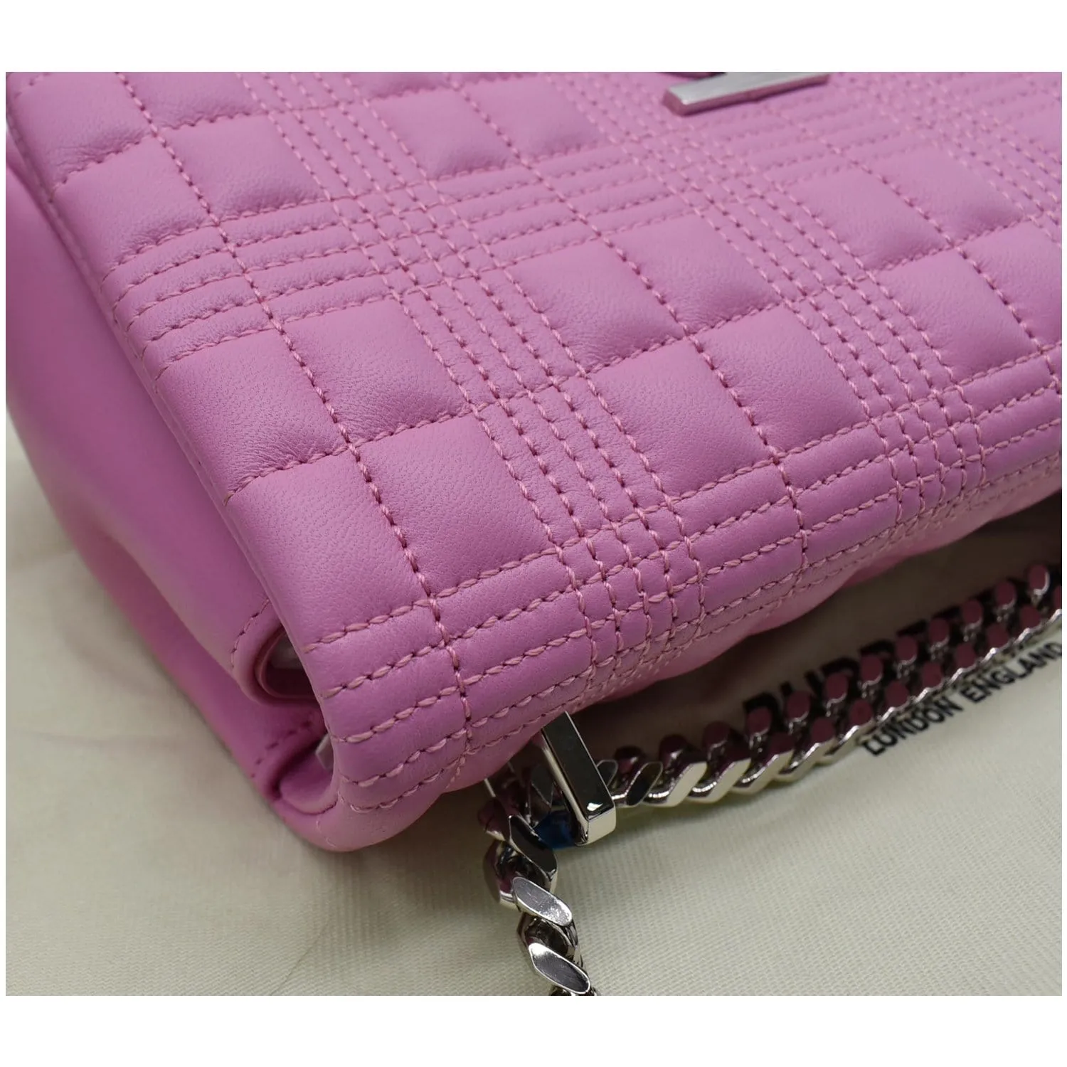 BURBERRY Small Lola Quilted Lambskin Crossbody Bag Primrose Pink