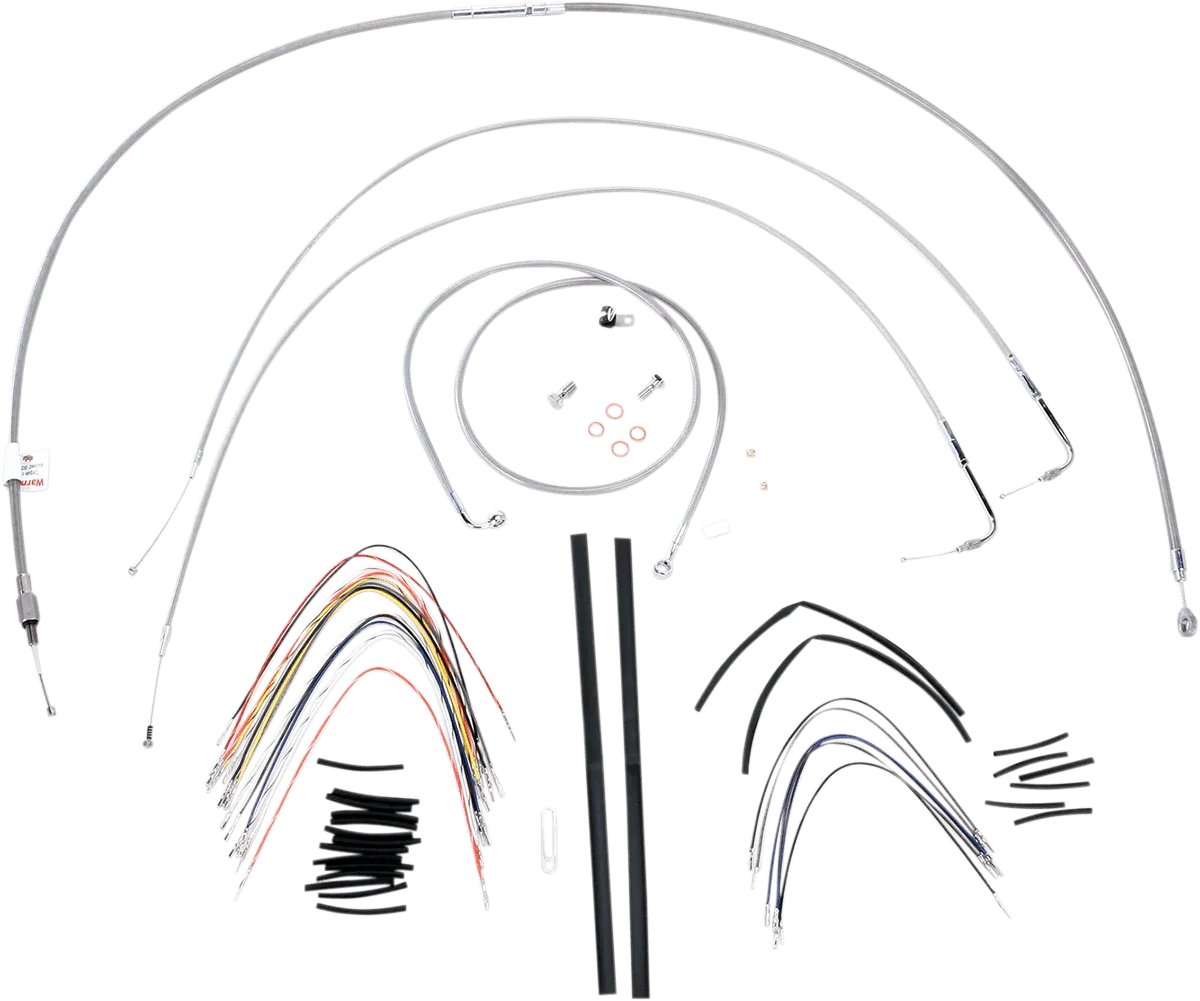 Burly Brand B30-1056 Extended Cable/Brake Line Kit for 16in. Gorilla Handlebars - Stainless Steel