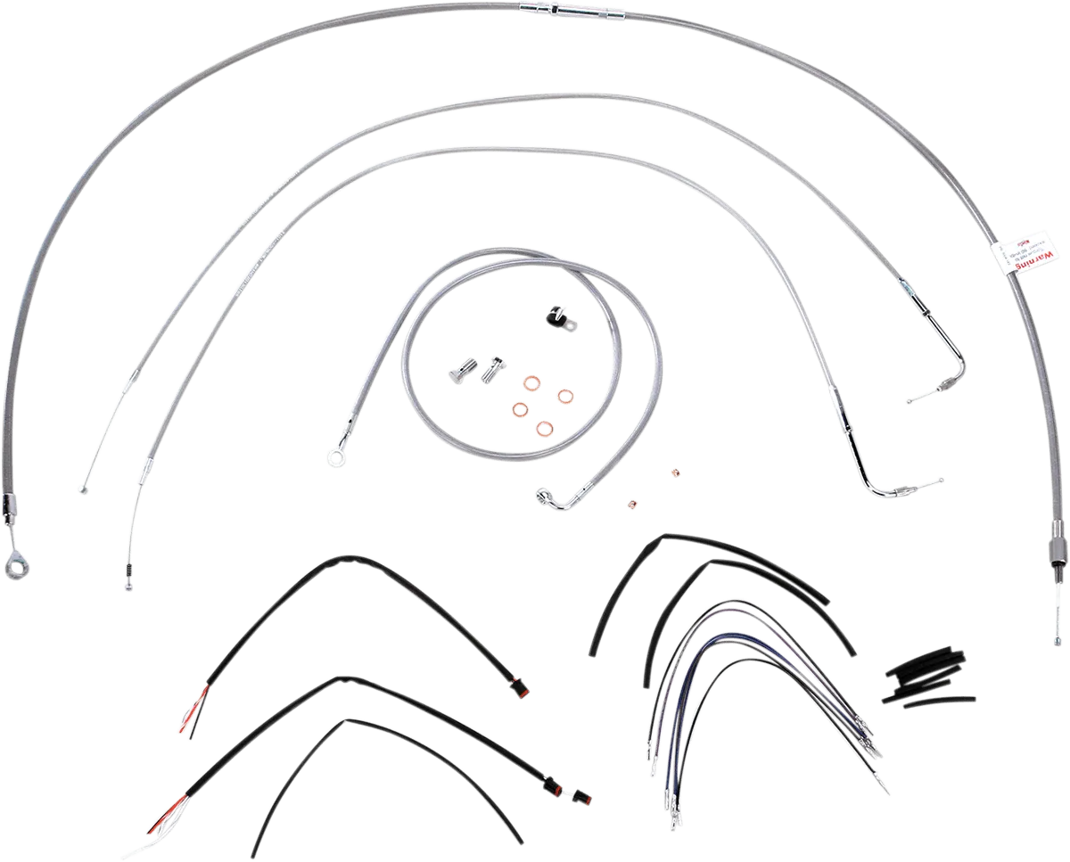 Burly Brand B30-1061 Extended Cable/Brake Line Kit for 14in. Gorilla Handlebars - Stainless Steel