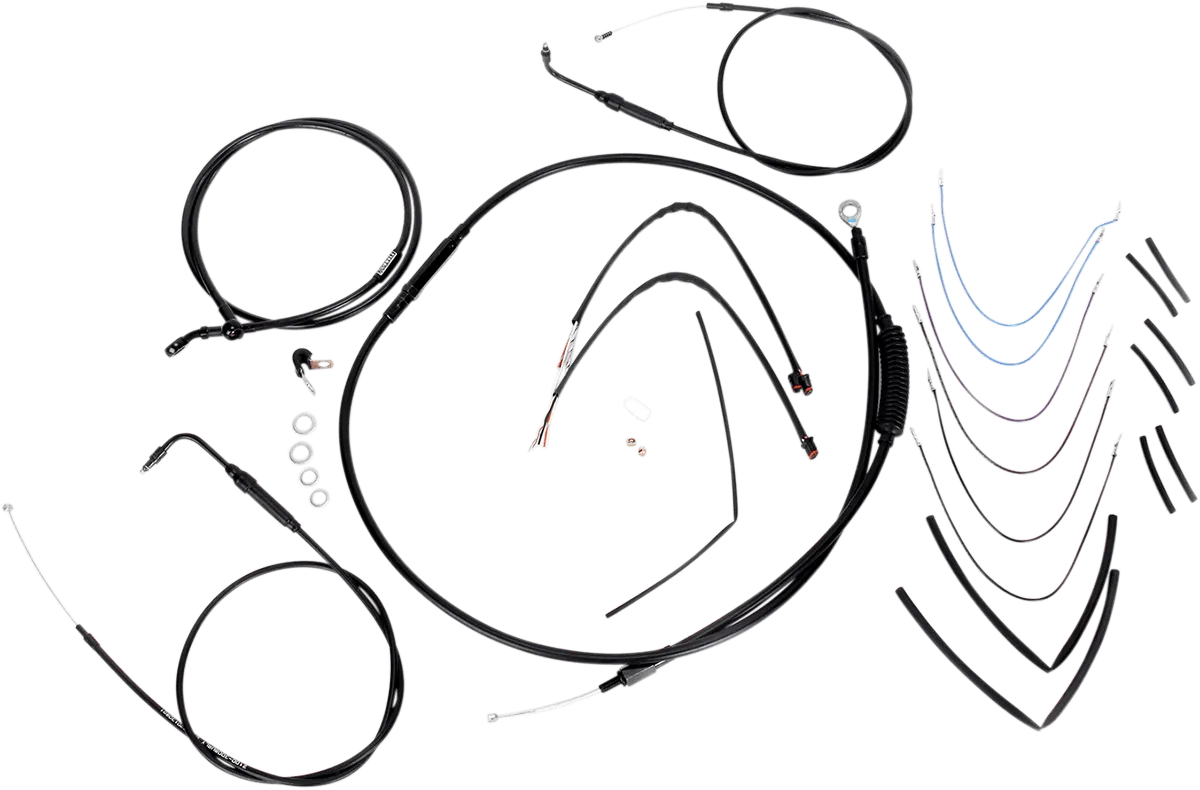 Burly Brand B30-1070 Extended Cable/Brake Line Kit for 14in. Gorilla Handlebars - Black Vinyl