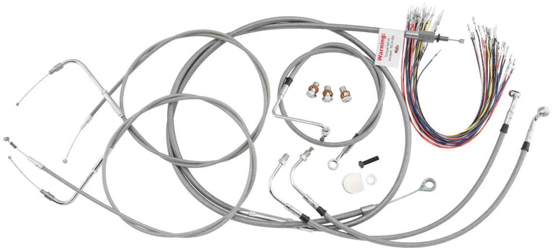 Burly Brand B30-1081 Extended Cable/Brake Line Kit for 18in. Gorilla Handlebars - Stainless Steel