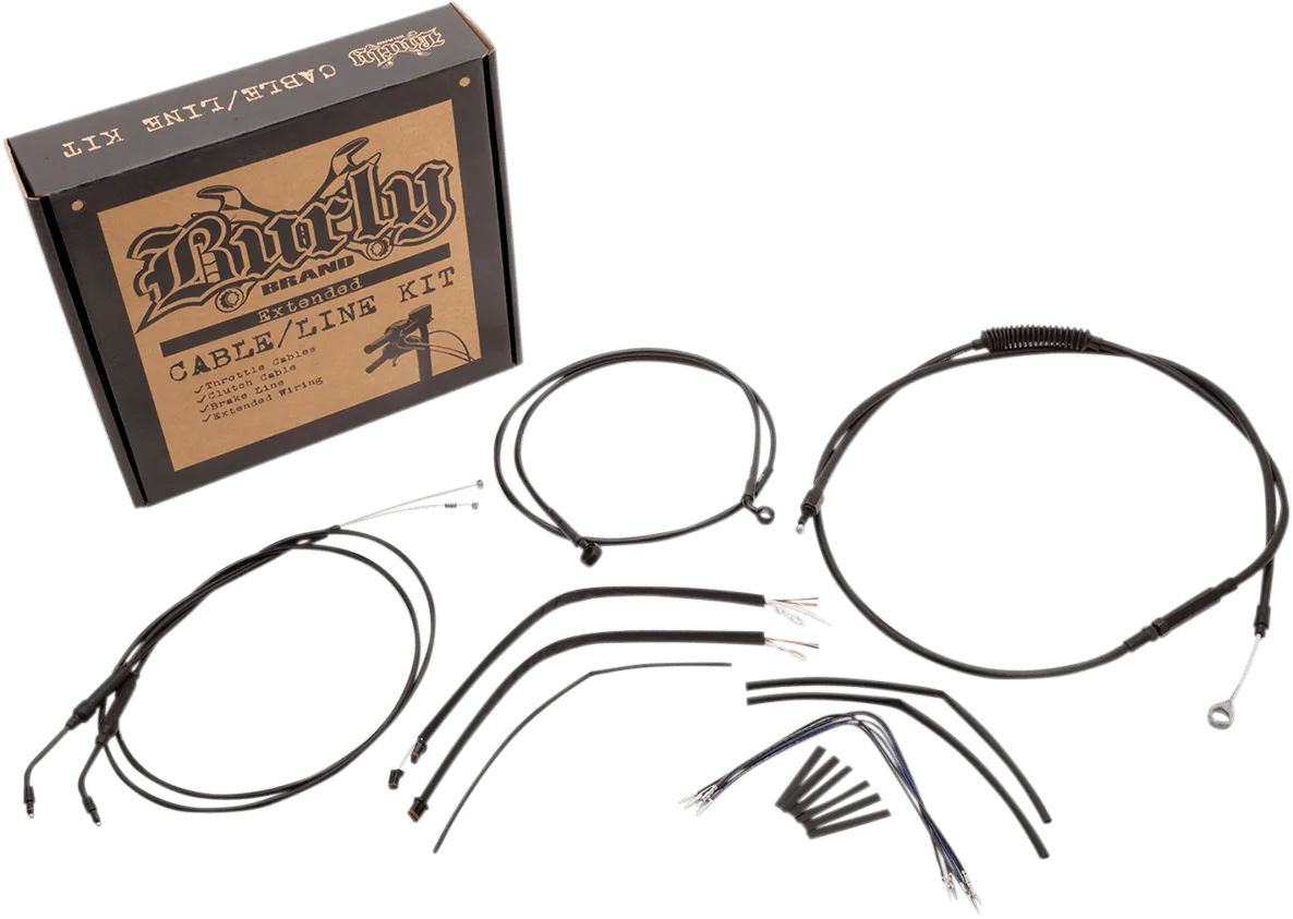 Burly Brand B30-1108 Extended Cable/Brake Line Kit for 16in. Ape Handlebars - Black Vinyl