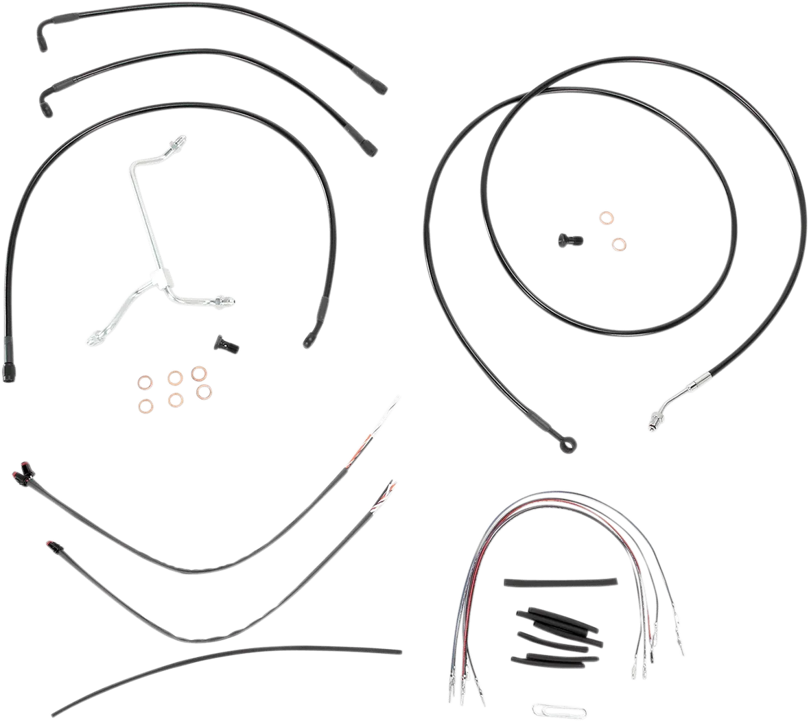Burly Brand B30-1114 Extended Cable/Brake Line Kit for 15in. Ape Handlebars - Black Vinyl