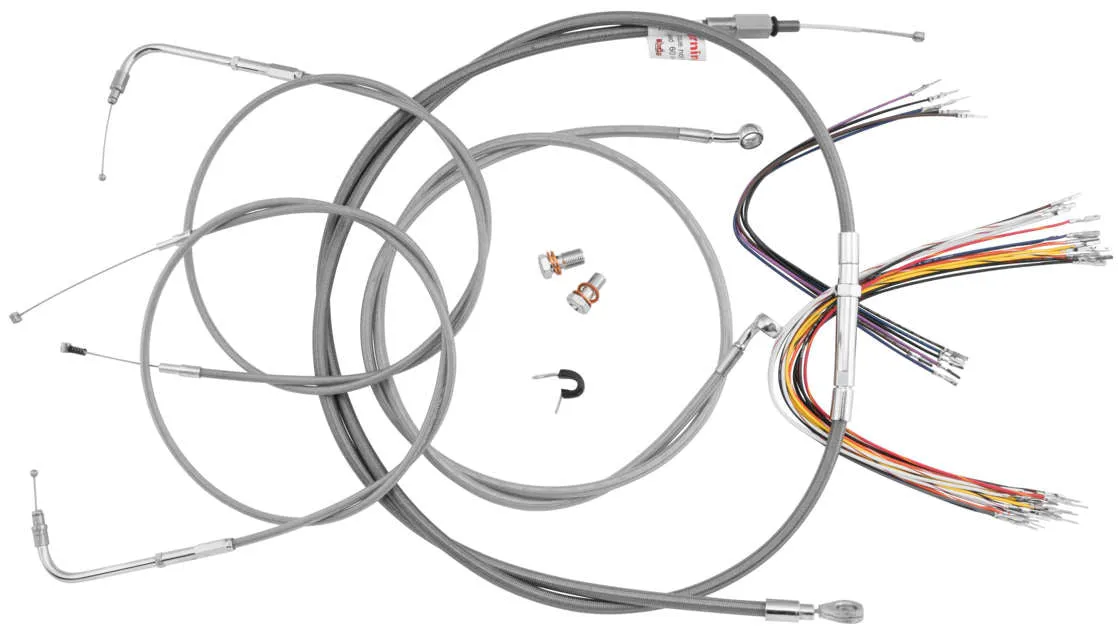Burly Brand B30-1127 Extended Cable/Brake Line Kit for 14in. Ape Handlebars - Stainless Steel