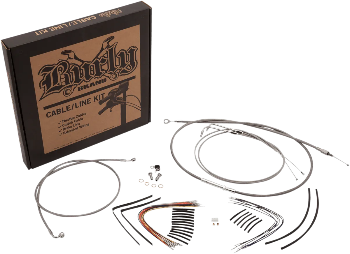Burly Brand B30-1127 Extended Cable/Brake Line Kit for 14in. Ape Handlebars - Stainless Steel