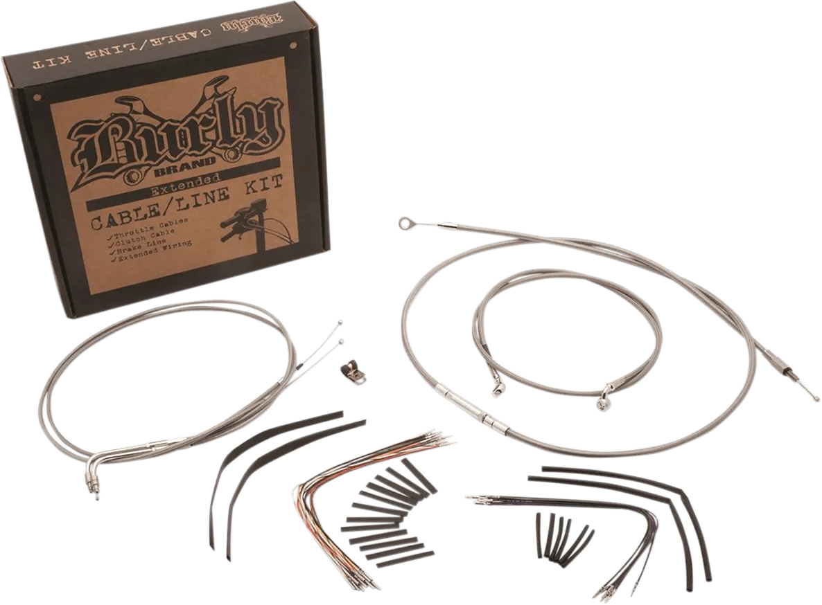 Burly Brand B30-1128 Extended Cable/Brake Line Kit for 16in. Ape Handlebars - Stainless Steel