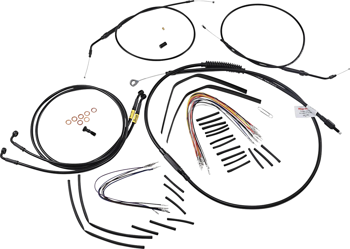 Burly Brand B30-1197 Extended Cable/Brake Line Kit for 12in. Ape Handlebars - Black