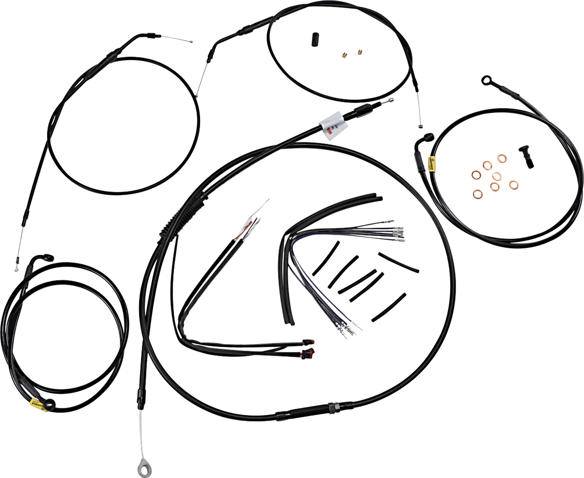 Burly Brand B30-1204 Extended Cable/Brake Line Kit for 16in. Ape Handlebars - Black
