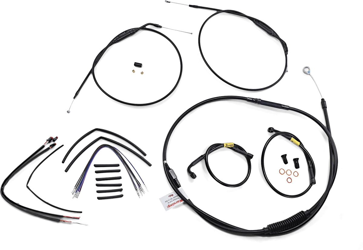 Burly Brand B30-1215 Extended Cable/Brake Line Kit for 14in. Gorilla Handeblars - Black