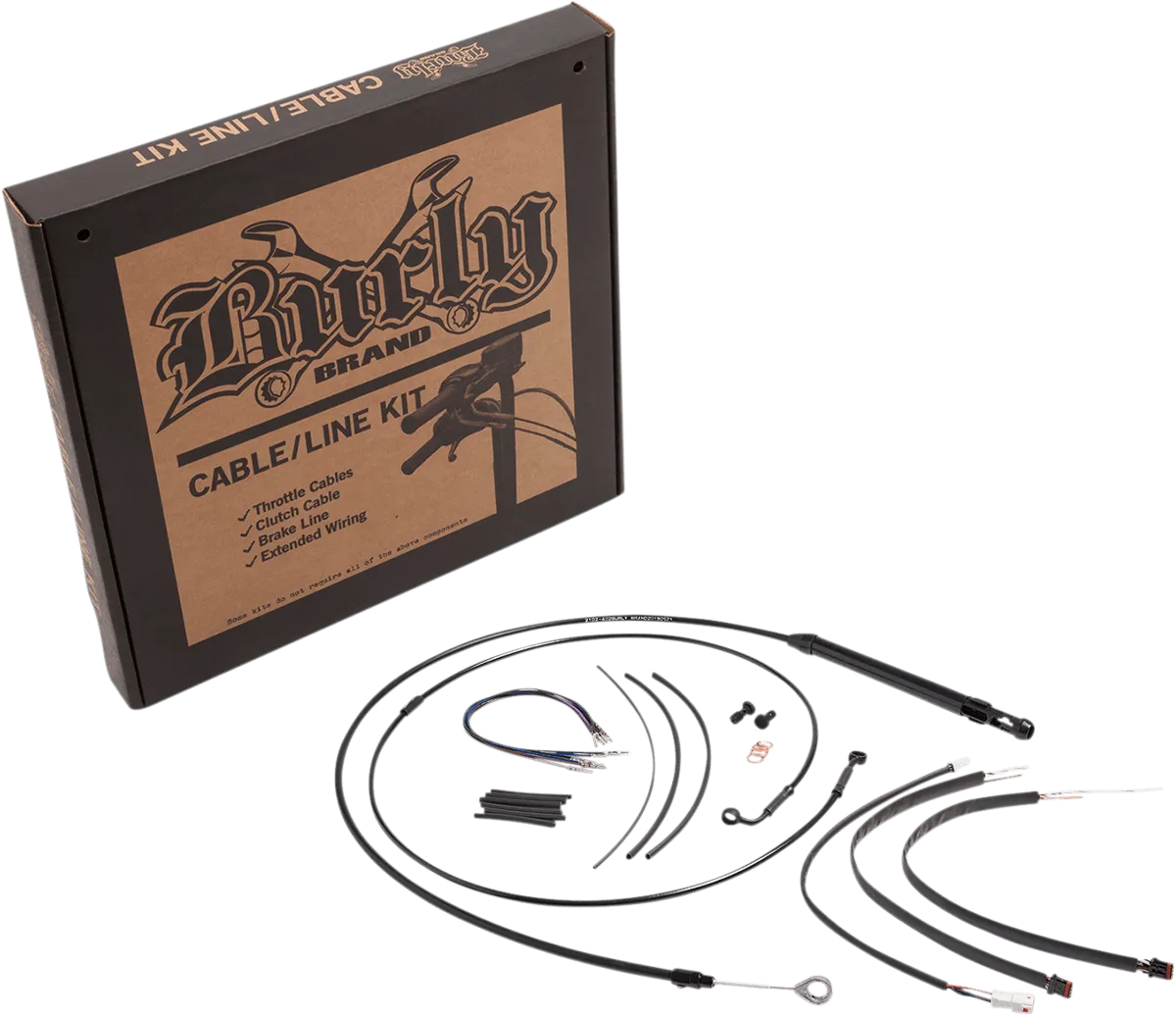 Burly Brand B30-1252 Black Vinyl Handlebar Cable & Brake Line Kit for Jail Bars - 12in.