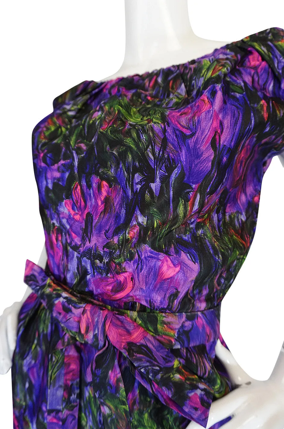 c1958 Christian Dior NY Floral Print Silk Dress & Jacket