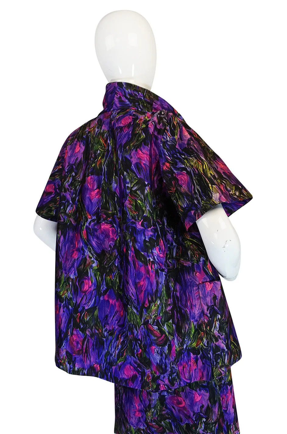 c1958 Christian Dior NY Floral Print Silk Dress & Jacket