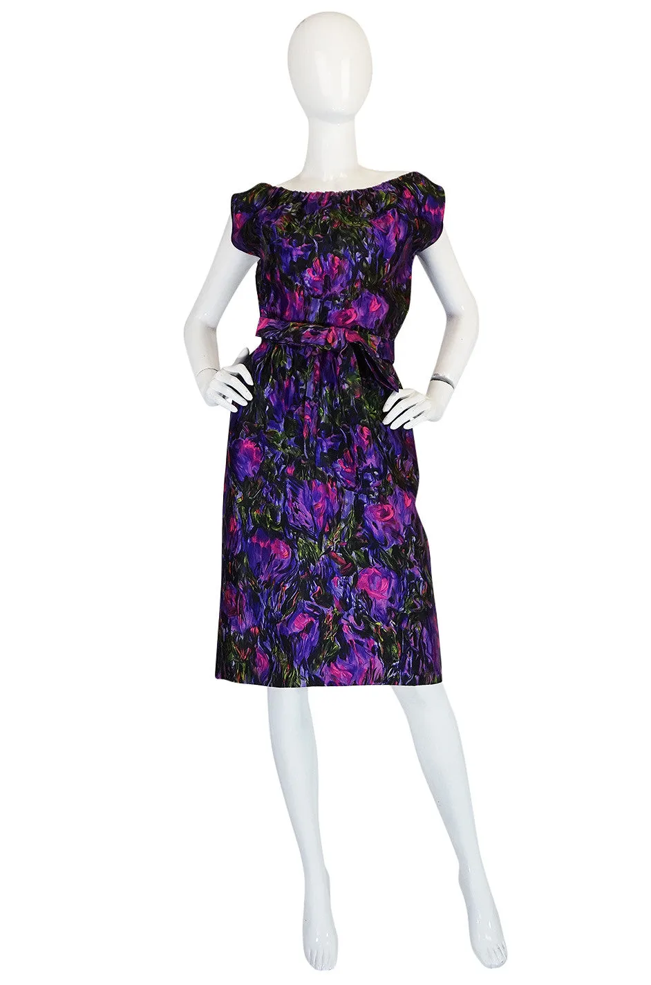 c1958 Christian Dior NY Floral Print Silk Dress & Jacket