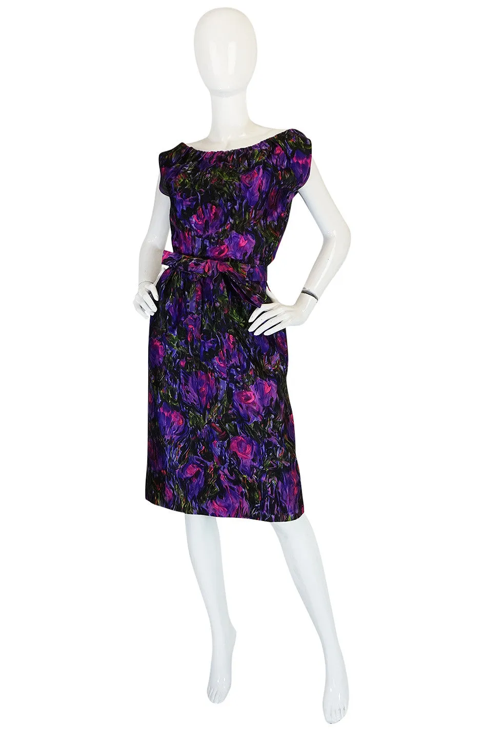c1958 Christian Dior NY Floral Print Silk Dress & Jacket