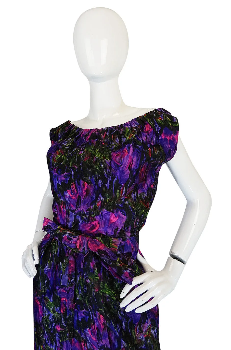 c1958 Christian Dior NY Floral Print Silk Dress & Jacket