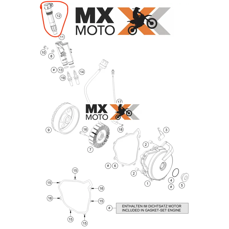 Cachimbo de Vela de Ignição Original KTM 690 - 1090 - 1290 2013 a 2020 - Husqvarna 701 2016 a 2020 - 76039006000