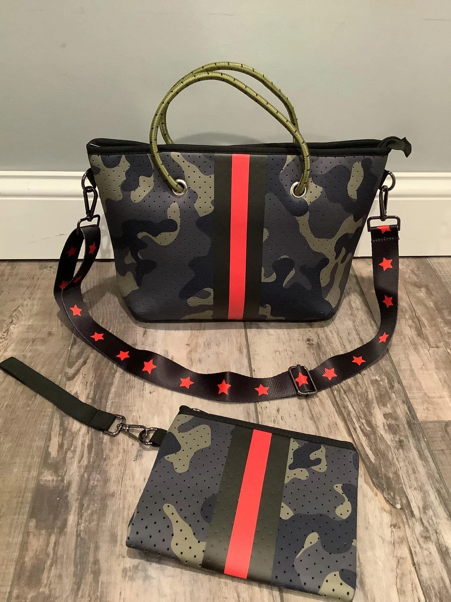 Camo and Star Neoprene Mini Tote