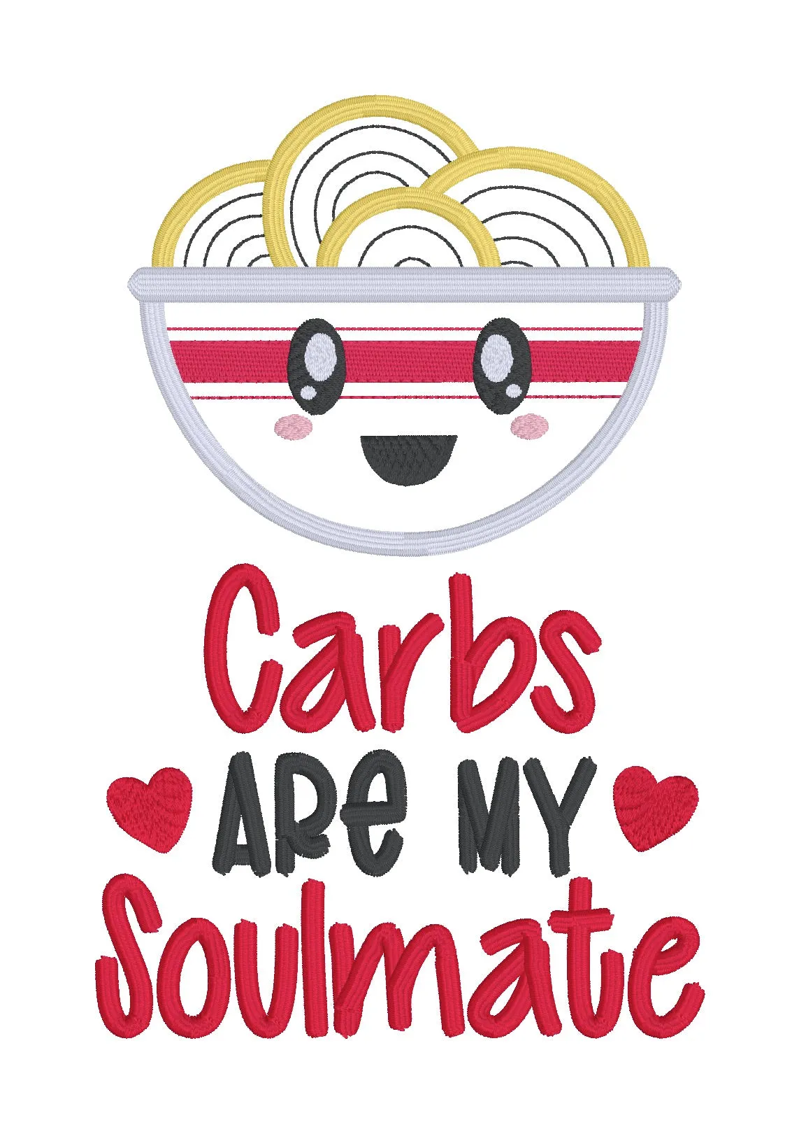 Carbs Are My Soul Mate machine embroidery design (4 sizes included) DIGITAL DOWNLOAD