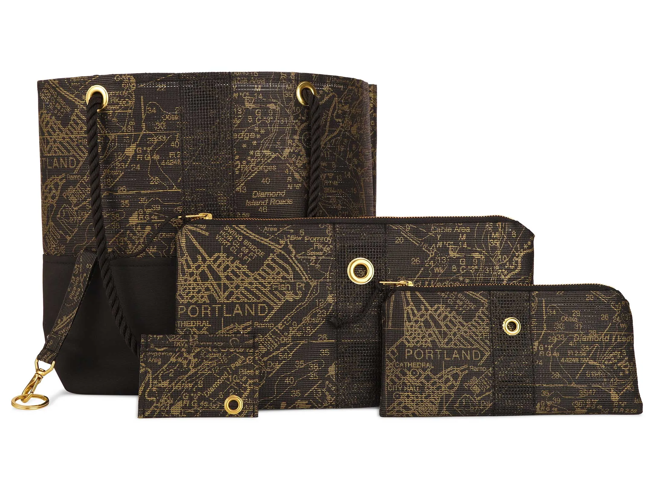 Casco Bay Chart in Black & Gold Clutch