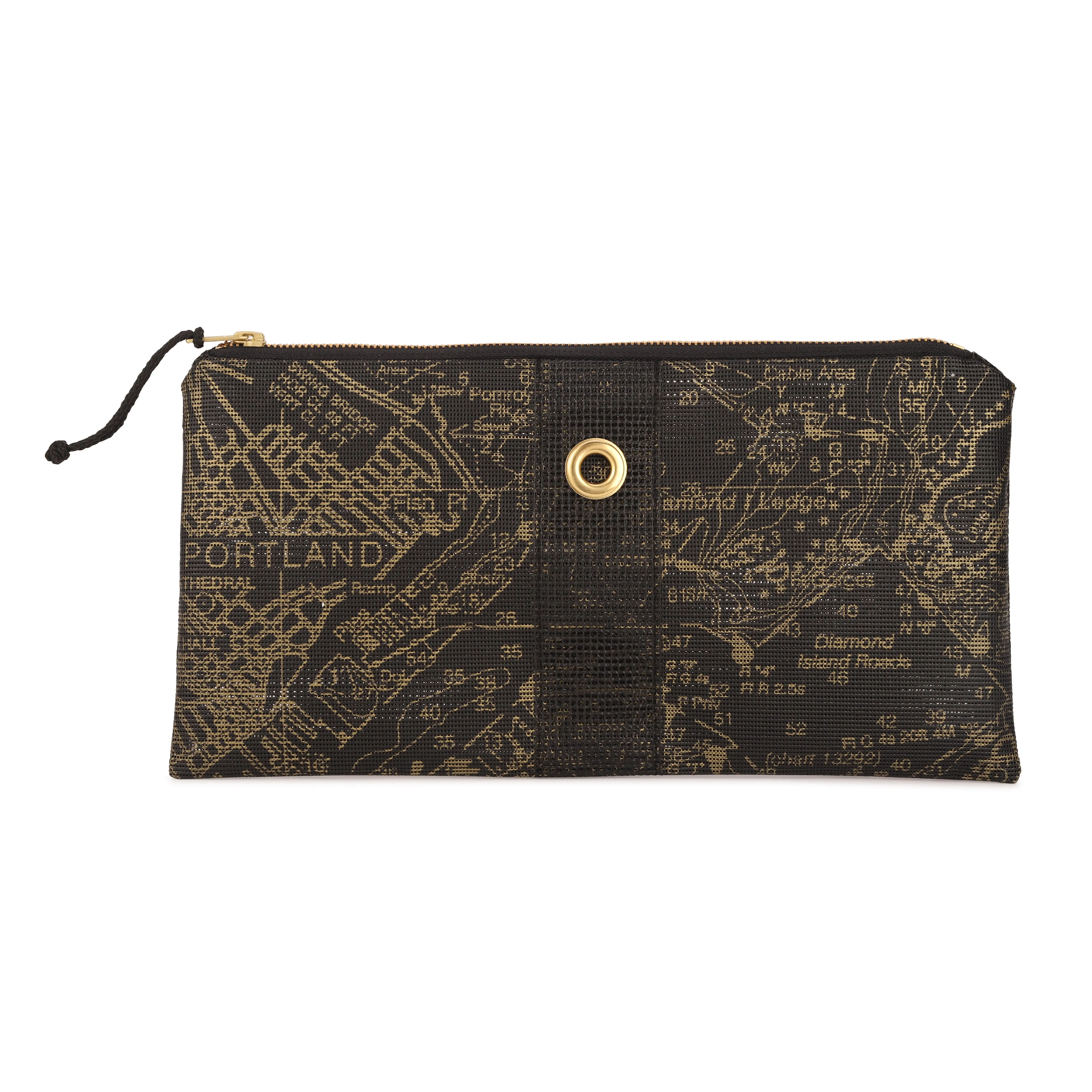 Casco Bay Chart in Black & Gold Clutch
