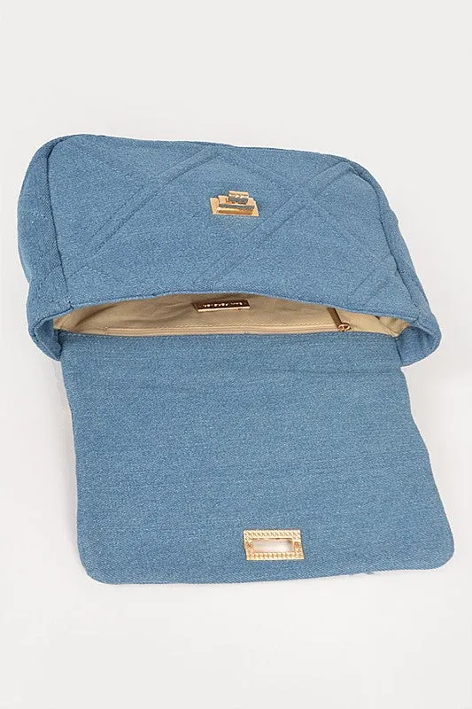 Cassidy Denim Chain Clutch | Light Wash