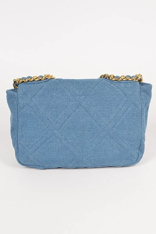 Cassidy Denim Chain Clutch | Light Wash