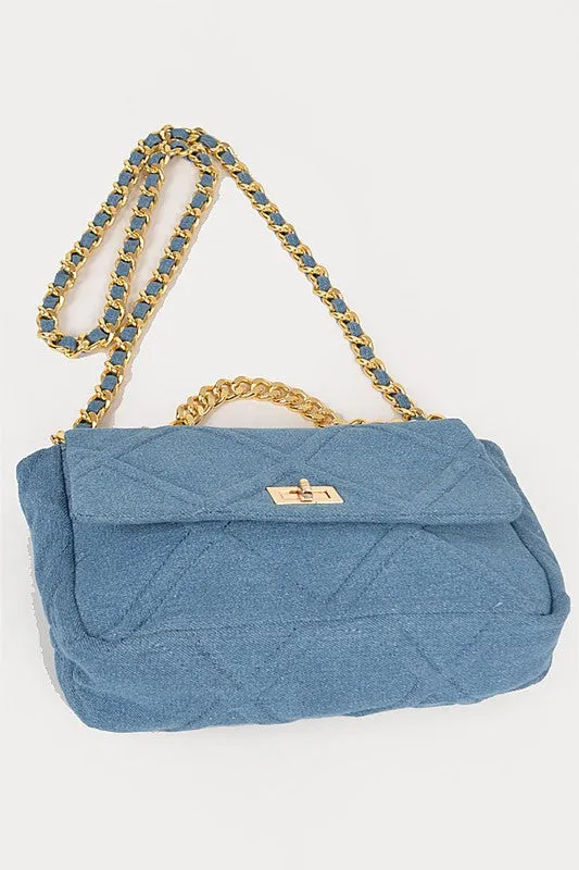 Cassidy Denim Chain Clutch | Light Wash