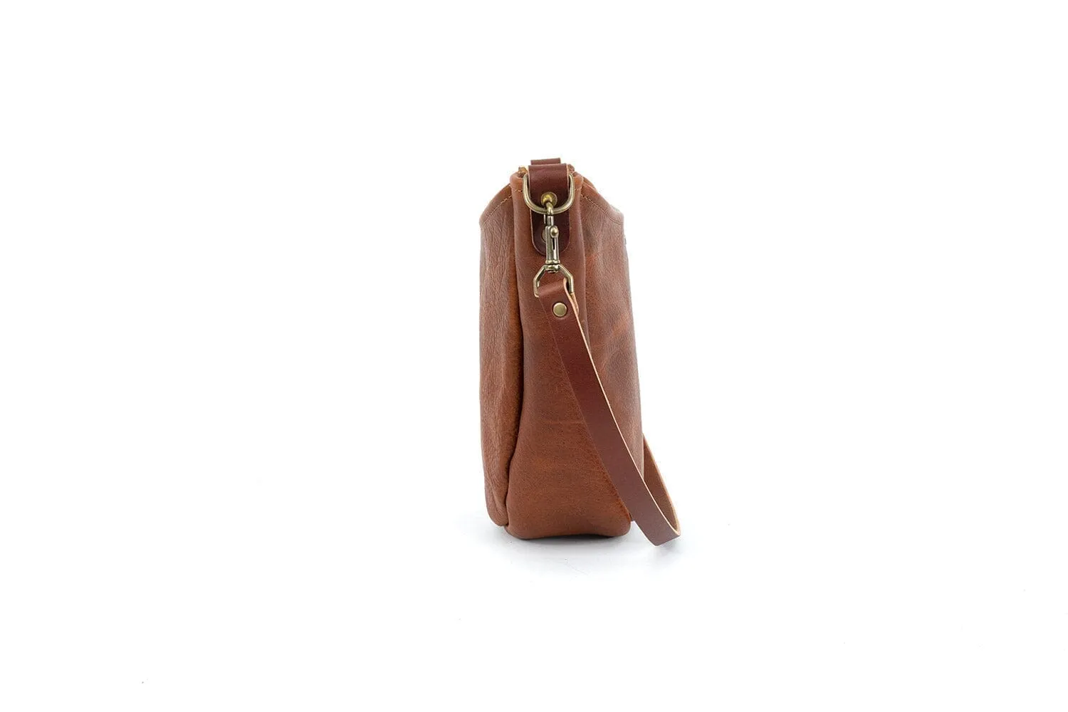 CELESTE LEATHER HOBO BAG - COGNAC BISON
