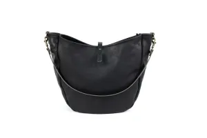 CELESTE LEATHER HOBO BAG - LARGE - BLACK