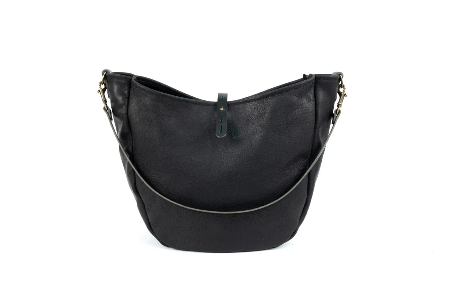CELESTE LEATHER HOBO BAG - LARGE - BLACK